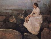 Edvard Munch The Lady sitting the bank of the sea oil painting